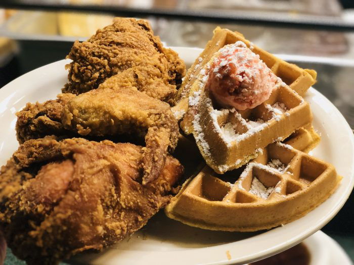 tastychomps Fried Chicken & Waffles with strawberry butter