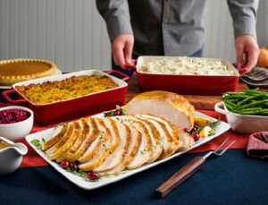 Turkey Feast with cranberry sauce, ham, stuffing