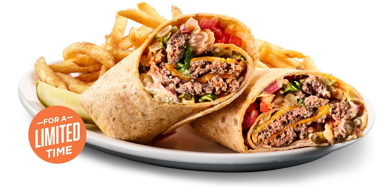 Cheeseburger Wrap with fries