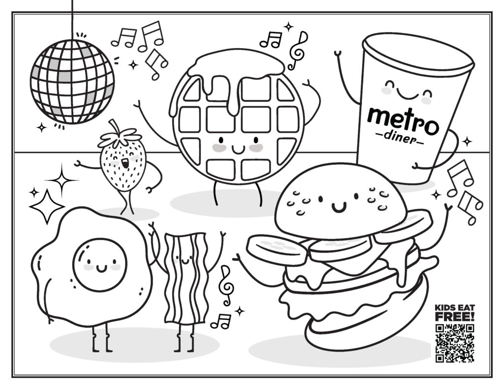 Metro Diner Kids Meal Dance Party Coloring Page