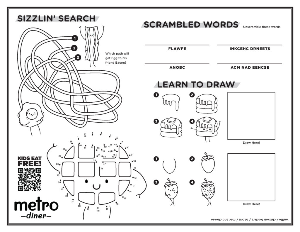 Metro Diner Kids Meal Puzzle Coloring Page