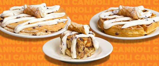 Cannoli pancake, waffle, bread pudding
